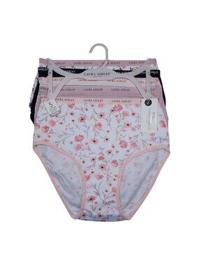 Laura Ashley Womens Briefs Panties 5-Pack Small Cotton/Spandex Tag-Free